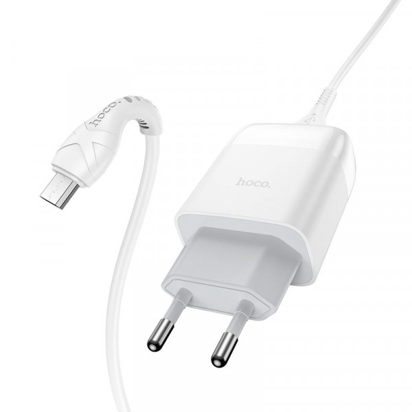 Мережевий зарядний пристрій HOCO C72Q Glorious single port QC3.0 charger set(Micro) 18W Білий