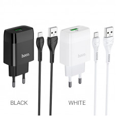 Мережевий зарядний пристрій HOCO C72Q Glorious single port QC3.0 charger set(Micro) 18W Білий
