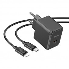 Мережевий зарядний пристрій HOCO CS13A Ocean single port PD20W charger set(C to iP) Чорний