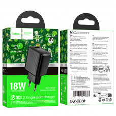 Мережевий зарядний пристрій HOCO CS21A Rich single port QC3.0 charger Black (6942007609883)