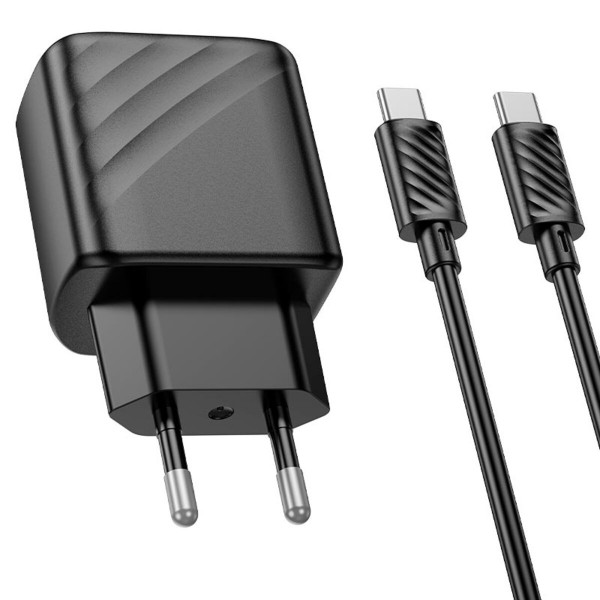 Мережевий зарядний пристрій HOCO CS23A Sunlight dual-port PD30W+QC3.0 charger set(Type-C to Type-C)(EU) Чорний
