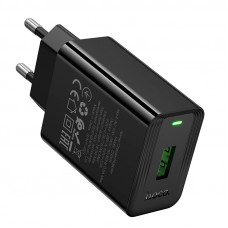 Мережевий зарядний пристрій HOCO CS92A Leader single port QC3.0 charger(EU) Black (6942007671033)