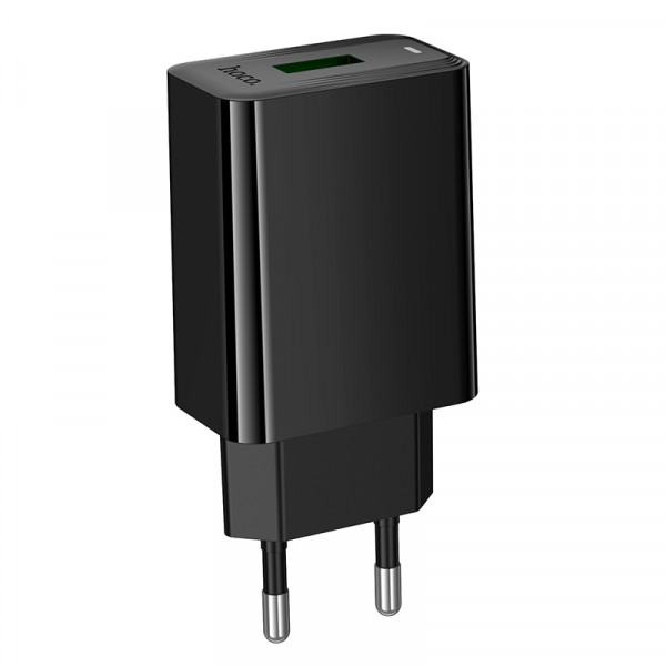Мережевий зарядний пристрій HOCO CS92A Leader single port QC3.0 charger(EU) Black (6942007671033)
