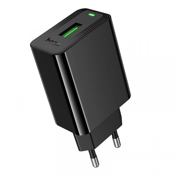 Мережевий зарядний пристрій HOCO CS92A Leader single port QC3.0 charger(EU) Black (6942007671033)