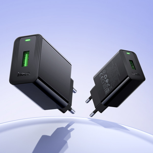 Мережевий зарядний пристрій HOCO CS92A Leader single port QC3.0 charger(EU) Black (6942007671033)