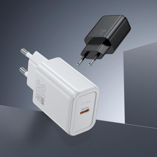 Мережевий зарядний пристрій HOCO N62 Gentle single port PD30W charger (EU) Black