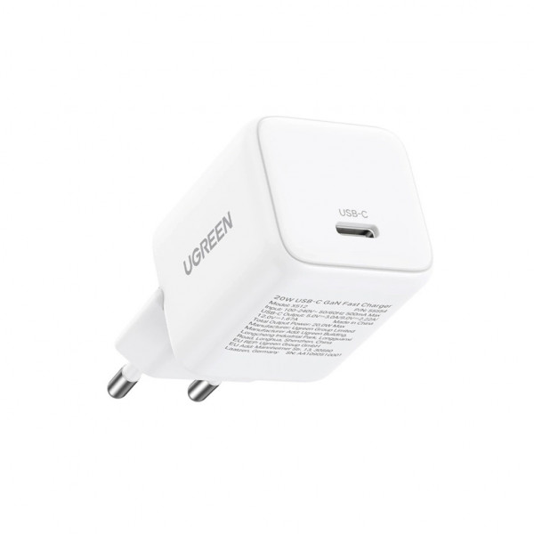 Мережевий зарядний пристрій UGREEN X513 30W USB-C GaN Fast Charger Set White EU+1M CC Cable (UGR-65013)