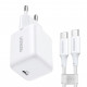 Мережевий зарядний пристрій UGREEN X513 30W USB-C GaN Fast Charger Set White EU+1M CC Cable (UGR-65013)