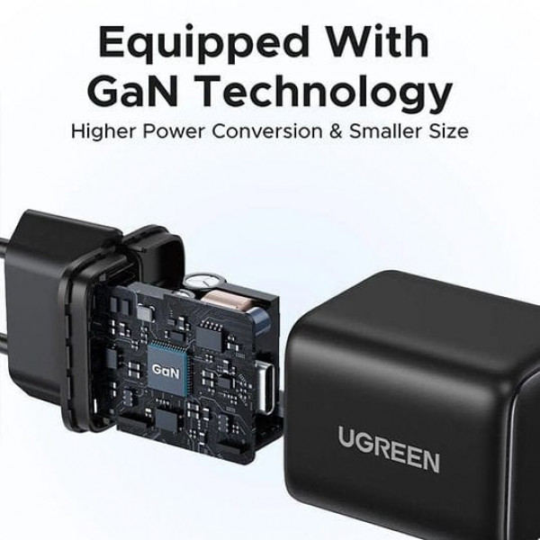 Мережевий зарядний пристрій UGREEN X514 20W 2-Port GaN Fast Charger EU black (UGR-65737)