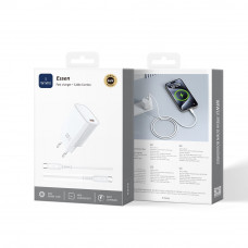 Мережевий зарядний пристрій WIWU 20W Essen GaN Fast Charger+ Cable Combo Wi-G007 C-C EU White (6977703653878)