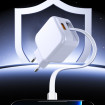 Мережевий зарядний пристрій WUW-C268 12W fast charger USB A +retractable 70cm type c Cable (6978749570044)