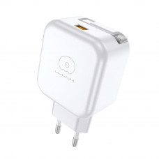 Мережевий зарядний пристрій WUW-C268 12W fast charger USB A +retractable 70cm type c Cable (6978749570044)
