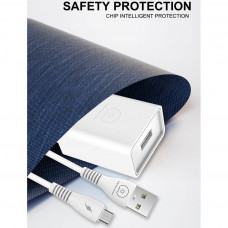 Мережевий зарядний пристрій з кабелем WUW-T82 Single USB home charger set micro (6972573336388)