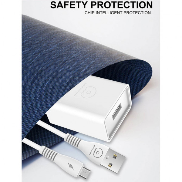 Мережевий зарядний пристрій з кабелем WUW-T82 Single USB home charger set micro (6972573336388)
