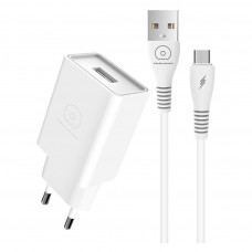Мережевий зарядний пристрій з кабелем WUW-T82 Single USB home charger set micro (6972573336388)