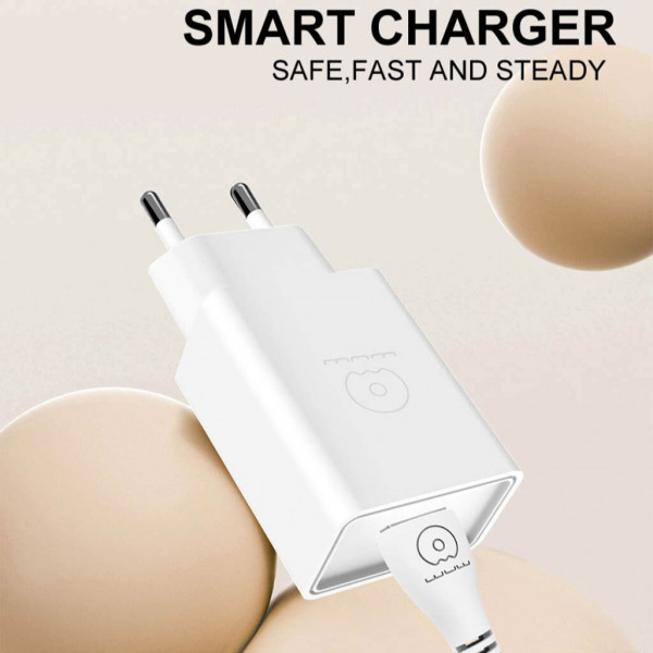 Мережевий зарядний пристрій з кабелем WUW-T82 Single USB home charger set micro (6972573336388)
