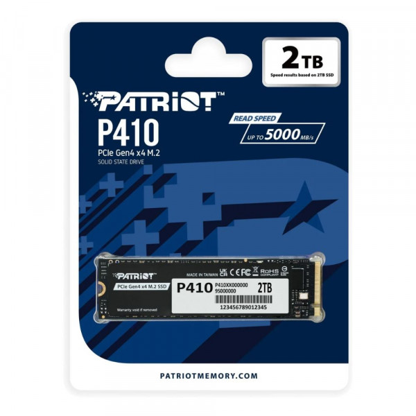 Накопичувач SSD M.2 Patriot P410 2TB NVMe 2280 PCIe Gen4 x4 5000/4500 TLC (P410P2TBM28H)