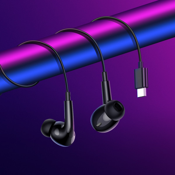 Навушники BOROFONE BM100 Pro Fuente universal digital earphones with microphone Type-C Black (6941991121777)