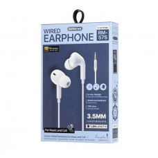 Навушники дротові REMAX Wired Earphones for Music and Call RM-575/a/i( 3.5mm) White (6954851234722)