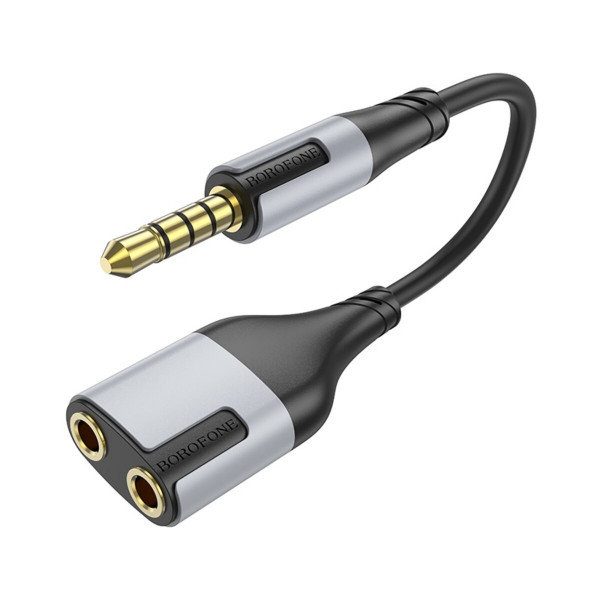 Перехідник BOROFONE BL19 Creator 2-in-1 audio adapter cable 3.5mm Black