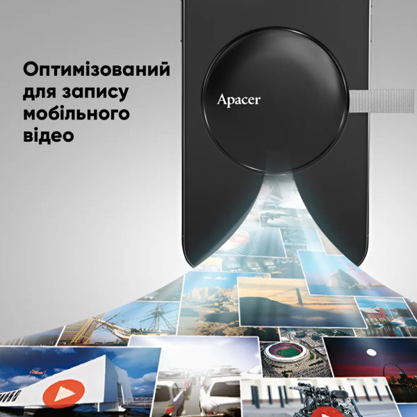 Портативний SSD Apacer Magnetic AS725 1 TB USB 3.2 Gen.2 Type-C MagSafe Black