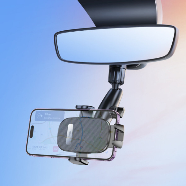 Тримач для мобільного HOCO H17 Waves rearview mirror car holder Чорний