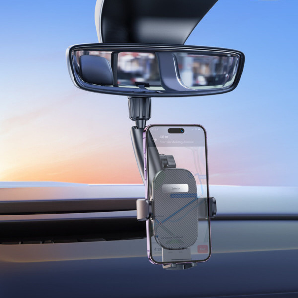 Тримач для мобільного HOCO H17 Waves rearview mirror car holder Чорний