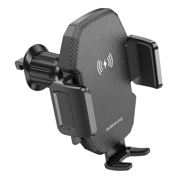 Тримач для мобiльного з БЗП BOROFONE BH213 Adelante wireless fast charging car holder(air outlet) Чорний