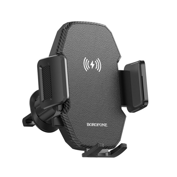 Тримач для мобiльного з БЗП BOROFONE BH213 Adelante wireless fast charging car holder(air outlet) Чорний