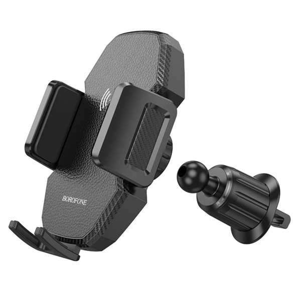 Тримач для мобiльного з БЗП BOROFONE BH213 Adelante wireless fast charging car holder(air outlet) Чорний