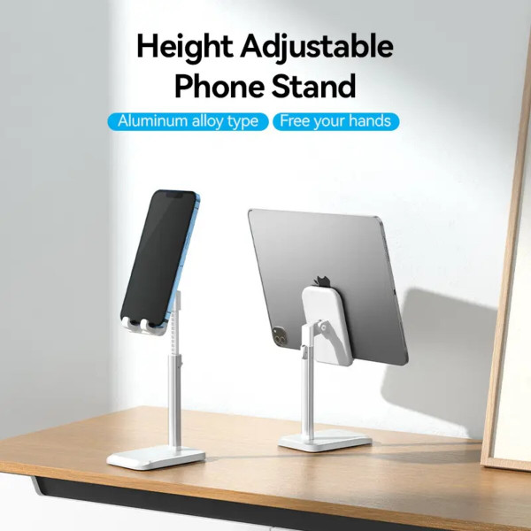 Тримач для телефону Height Adjustable Desktop Cell Phone Stand Білий Aluminum Alloy Type (KCQW0)