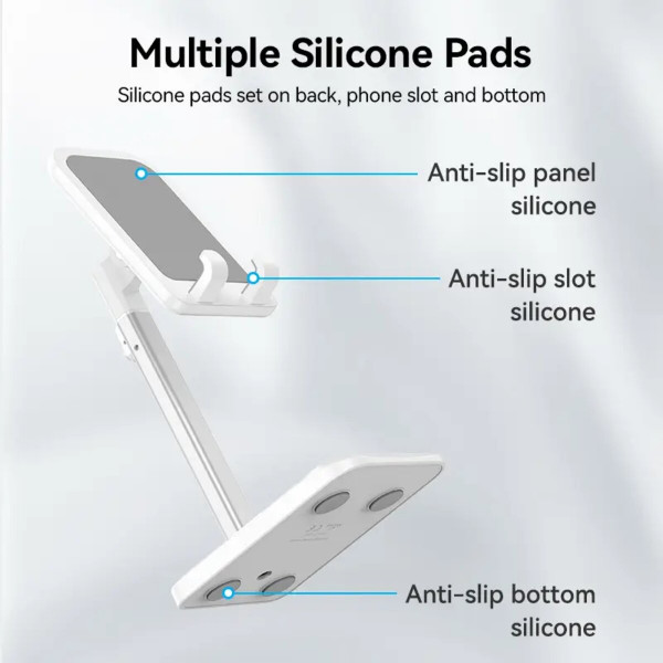 Тримач для телефону Height Adjustable Desktop Cell Phone Stand Білий Aluminum Alloy Type (KCQW0)