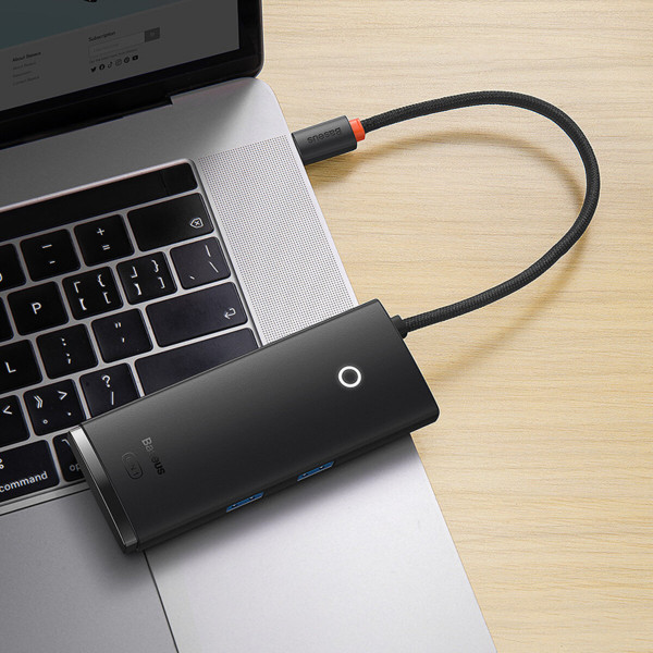 USB-хаб Baseus Lite Series 6-Port Type-C HUB Docking Station (Type-C to HDMI+USB3.0*2+PD+SD/TF) Black