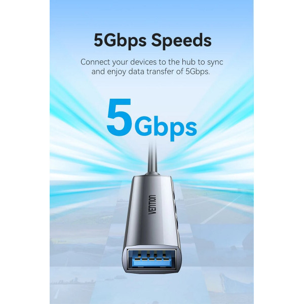USB-хаб Vention USB 3.0 to USB 3.0/USB 2.0*3 Mini Hub 0.15M Gray Metal Type (CKOHB)