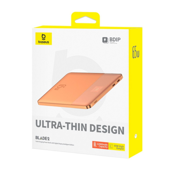 Зовнішній акумулятор Baseus Blade2 Fast-Charging Power Bank with Digital Display Intelligent Edition 12000mAh 65W Canyon Coral (with Baseus Mini Whit