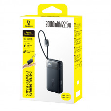 Зовнішній акумулятор Baseus EnerFill FC11 Digital Display Power Bank with Dual Built-in Cables 20000mAh 22.5W Cosmic Black (E0027S04)