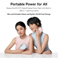 Зовнішній акумулятор Baseus EnerFill FC11 Digital Display Power Bank with Dual Built-in Cables 20000mAh 22.5W Cosmic Black (E0027S04)
