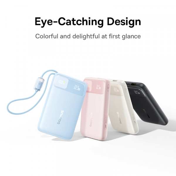 Зовнішній акумулятор Baseus EnerFill FC11 Digital Display Power Bank with Dual Built-in Cables 20000mAh 22.5W Cosmic Black (E0027S04)