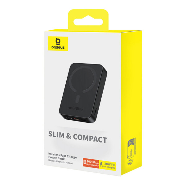 Зовнішній акумулятор Baseus Magnetic Mini Air Wireless Fast Charge Power Bank 10000mAh 20W Cluster Black