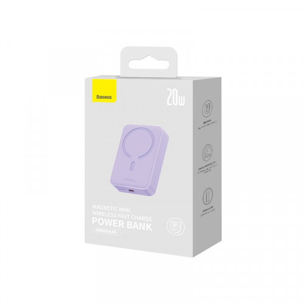 Зовнішній акумулятор Baseus Magnetic Mini Wireless Fast Charge Power Bank 20000mAh 20W Purple (PPCX150005)