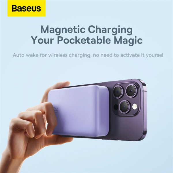 Зовнішній акумулятор Baseus Magnetic Mini Wireless Fast Charge Power Bank 20000mAh 20W Purple (PPCX150005)