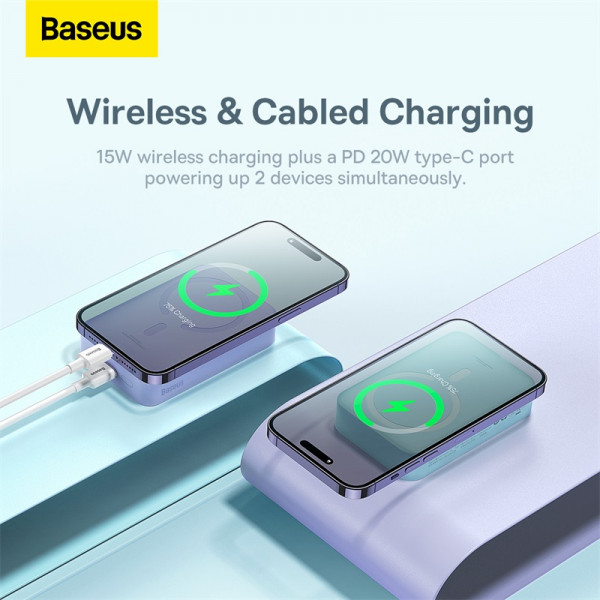 Зовнішній акумулятор Baseus Magnetic Mini Wireless Fast Charge Power Bank 20000mAh 20W Purple (PPCX150005)