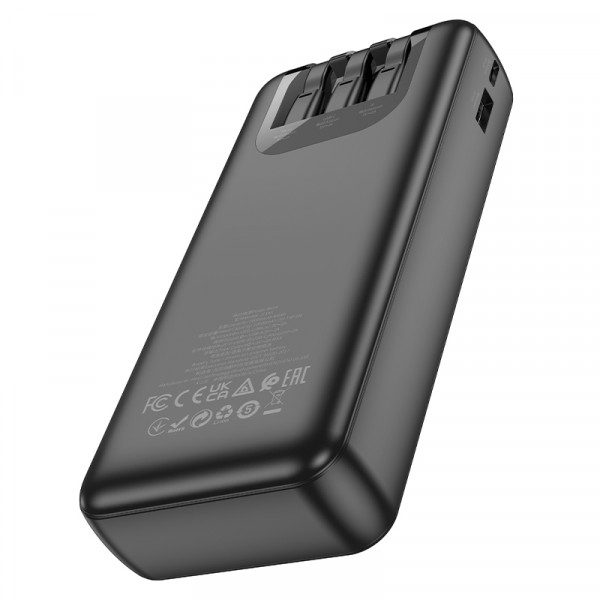Зовнішній акумулятор HOCO J114A Charger power bank with cable and digital display(20000mAh) Black (6942007601863)
