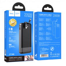 Зовнішній акумулятор HOCO J114A Charger power bank with cable and digital display(20000mAh) Black (6942007601863)