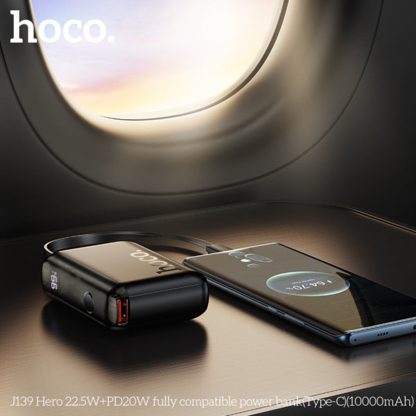 Зовнішній акумулятор HOCO J139 Hero 22.5W+PD20W fully compatible power bank(Type-C)(10000mAh) Чорний