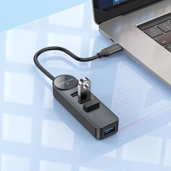 Адаптер Borofone DH5 Erudite 4-in-1 adapter(Type-C to USB3.0*4)(L=0.2M)