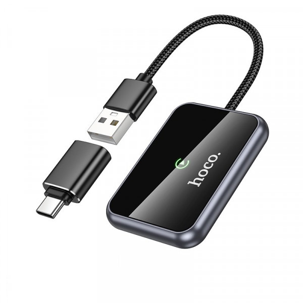 Адаптер HOCO HU1 Way car wireless CarPlay adapter Metal Gray (6942007623674)