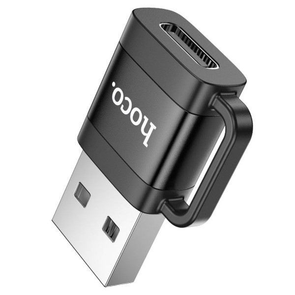 Адаптер HOCO UA31D USB male to Type-C female USB2.0 adapter Чорний