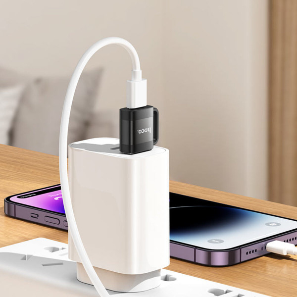Адаптер HOCO UA31D USB male to Type-C female USB2.0 adapter Чорний