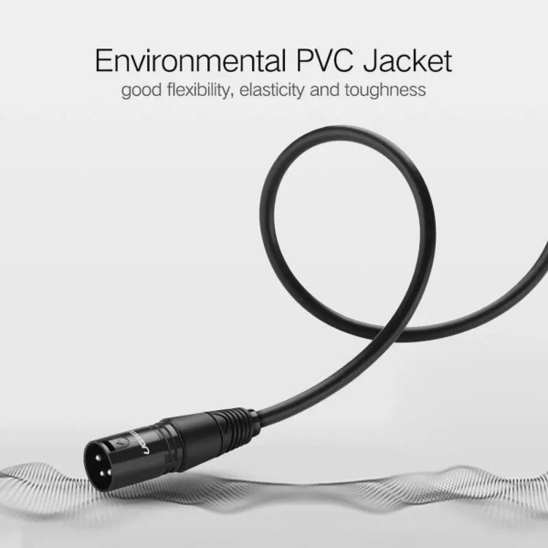 Аудіокабель UGREEN AV130 Cannon Male to Female Microphone Extension Audio Cable 1m (Black)(UGR-20708)